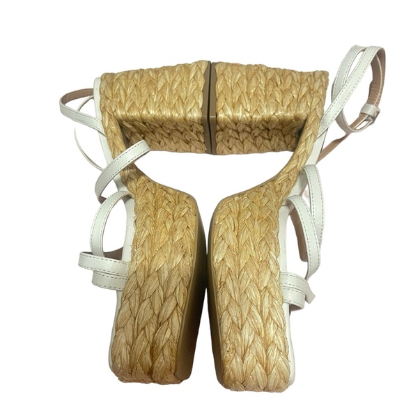 💚💚🌼 NEW Steve Madden Revolve Leather Belise Strappy Platform Jute Sandals - Picture 7 of 10